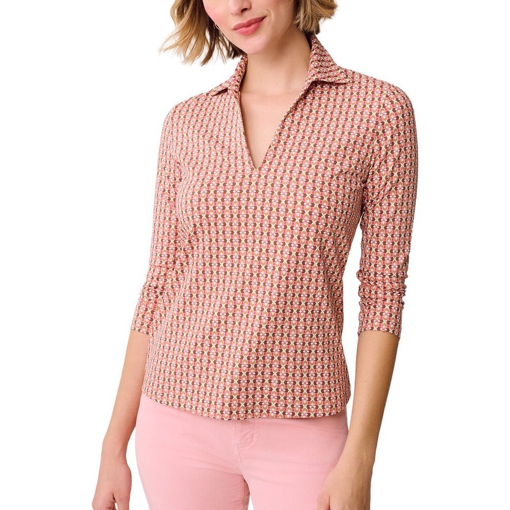 J.McLaughlin Aida Top Catalina Cloth Pink Brown Geometric Print Small
